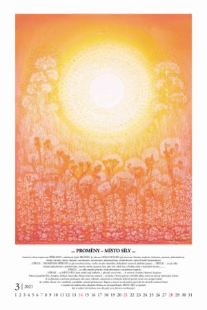 KALENDÁŘ 2021 s energetickými obrazy Jany Kateřiny Kastnerové / titulka kalendáře dekorována ruční domalbou zlaté barvy/