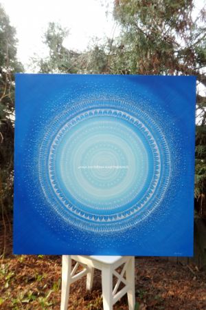 ... MANDALA - PŘIJETÍ ... - original,plátno 100x100cm, akryl s křišťály