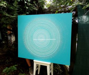 ... MANDALA - KOMUNIKACE ... - akryl s křišťály, vyšší plátno 120x100cm