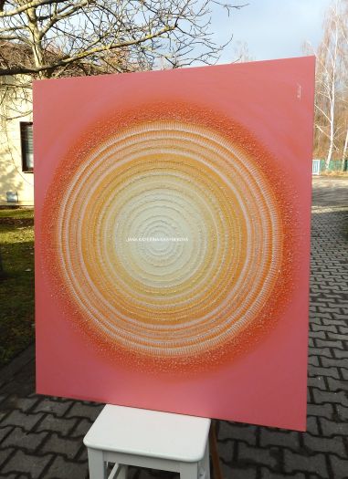 ... MANDALA - JEMNOST, NĚHA ... - original, plátno na vyšším rámu 120x100cm, akryl s křišťály