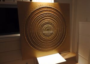 ... ZLATÁ MANDALA II. ... - original, akryl, plátno 120x120cm s křišťály a kresbou zlaté mandaly