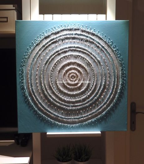 ... MANDALA KOMUNIKACE IV. ... - obraz na přání pro paní Olinku - original, akryl s křišťály, plátno vyšší rám 60x60cm