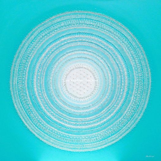 ... MANDALA - KOMUNIKACE V. ... - obraz na PŘÁNÍ pro Evičku - original, akryl s křišťály, plátno 110x110cm