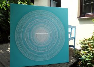 ... MANDALA - KOMUNIKACE V. ... - obraz na PŘÁNÍ pro Evičku - original, akryl s křišťály, plátno 110x110cm