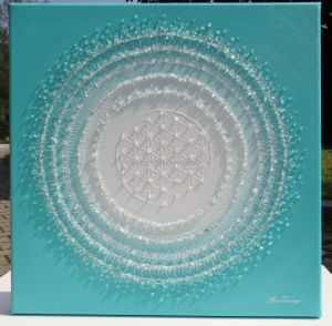 … MANDALA – KOMUNIKACE VI. … - original, akryl, plátno 40x40cm s křišťály