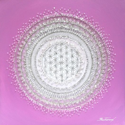 … MANDALA – FIALOVO-RŮŽOVÁ ... - original, akryl, plátno 40x40cm s křišťálky