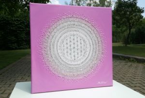 … MANDALA – FIALOVO-RŮŽOVÁ ... - original, akryl, plátno 40x40cm s křišťálky