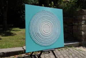 ... MANDALA - KOMUNIKACE VII. ... - original, plátno 100x100cm, akryl s křišťály