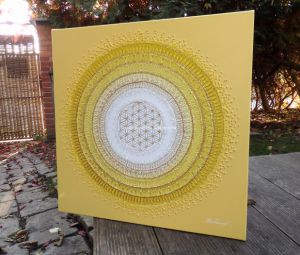 ... SLUNEČNÍ MANDALA VI. ... - original, plátno 50x50cm, akryl s křišťály