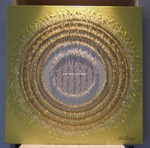 ... SLUNEČNÍ MANDALA VII. ... - original, akryl s křišťály, plátno 40x40cm 