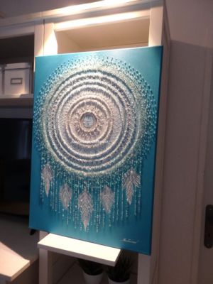 ... MANDALA - LAPAČ SNŮ ... - plátno 50x70cm, akryl s křišťály