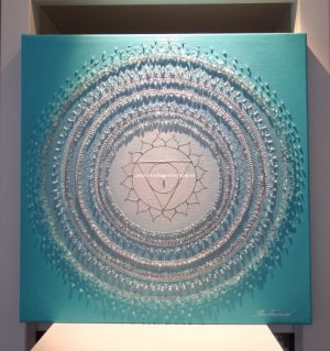 ... MANDALA - 5. ČAKRA ... - original, plátno 40x40cm, akryl s křišťály