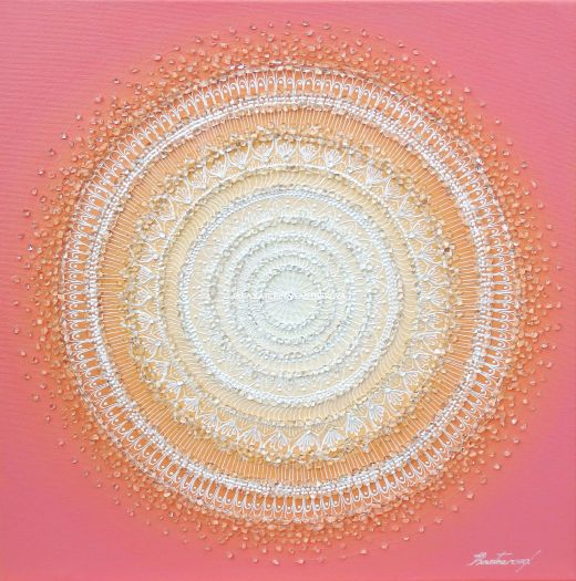 ... MANDALA - JEMNOST, NĚHA III. - original, plátno 40x40cm, akryl s křišťálky