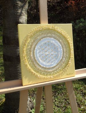 … MANDALA – RADOSTNICE SLUNEČNÍ … - original, plátno 30x30cm, akryl s křišťály