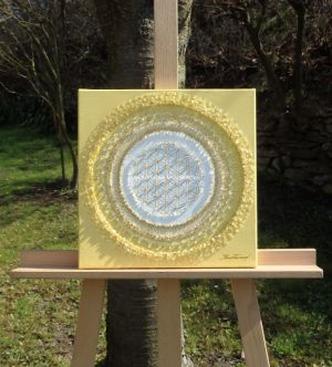 … MANDALA – RADOSTNICE SLUNEČNÍ … - original, plátno 30x30cm, akryl s křišťály