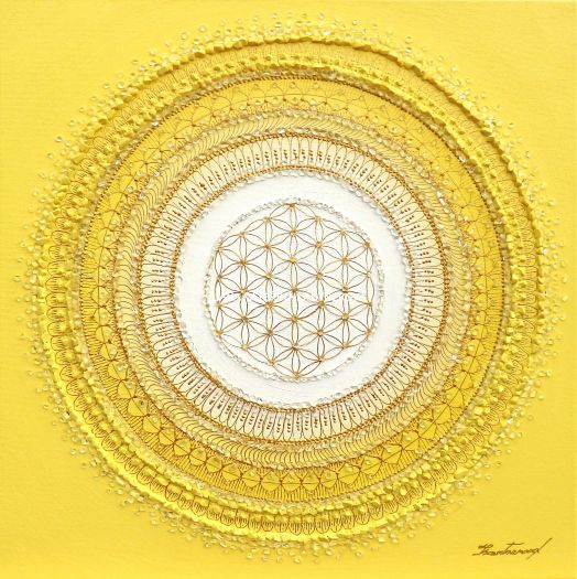 … SLUNEČNÍ MANDALA IX. … - original, plátno 40x40cm, akryl s křišťály