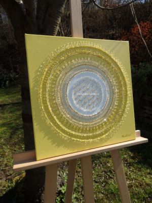 … SLUNEČNÍ MANDALA IX. … - original, plátno 40x40cm, akryl s křišťály