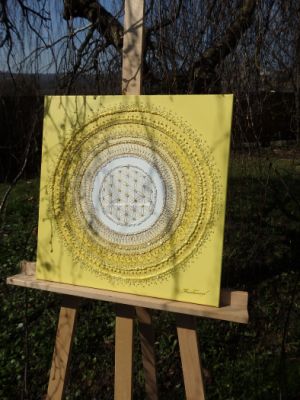 … SLUNEČNÍ MANDALA IX. … - original, plátno 40x40cm, akryl s křišťály