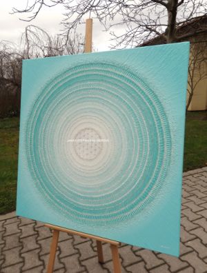 … MANDALA – KOMUNIKACE X. … - original, plátno 110x110cm, akryl s křišťály