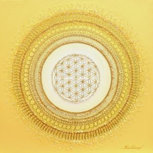 ... SLUNEČNÍ MANDALA X. ... - original, plátno 40x40cm, akryl s křišťály