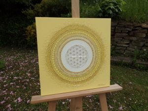 ... SLUNEČNÍ MANDALA X. ... - original, plátno 40x40cm, akryl s křišťály