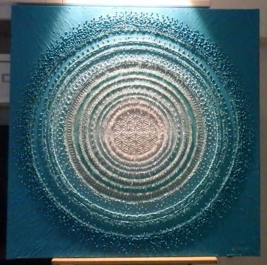 ... MANDALA - MOŘE ... - original, plátno 80x80cm, akryl s křišťály