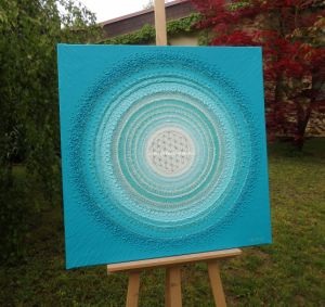 ... MANDALA - MOŘE ... - original, plátno 80x80cm, akryl s křišťály