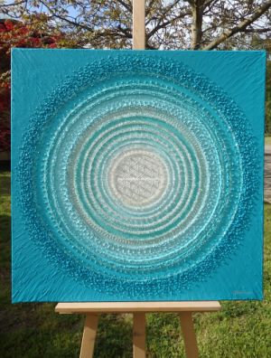 ... MANDALA - MOŘE ... - original, plátno 80x80cm, akryl s křišťály