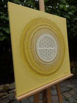 ... SLUNEČNÍ MANDALA XII. ... - original, plátno 50x50cm, akryl s křišťály