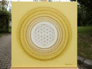 ... SLUNEČNÍ MANDALA XII. ... - original, plátno 50x50cm, akryl s křišťály