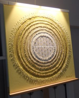 ... SLUNEČNÍ MANDALA XII. ... - original, plátno 50x50cm, akryl s křišťály