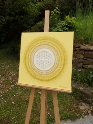 ... SLUNEČNÍ MANDALA XII. ... - original, plátno 50x50cm, akryl s křišťály