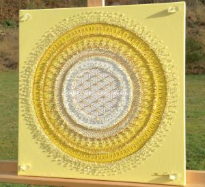 ... SLUNEČNÍ MANDALA ... - original, plátno 40x40cm, akryl s křišťály