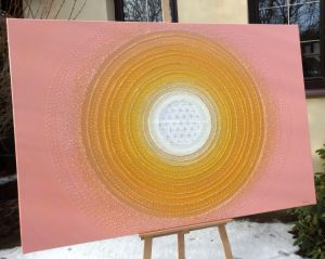 ... MANDALA - RADOST, JEMNOST, NĚHA ... - original, plátno 150x100cm, akryl s křišťály