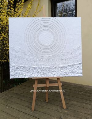 ... MOTIV PŘÍRODY - BÍLÁ II. ... - original, plátno 120x100cm, akryl s křišťály