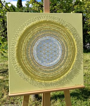 ... SLUNEČNÍ MANDALA ... - original, plátno 50x50cm, akryl s křišťály