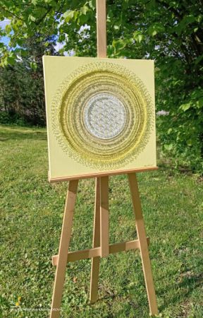 ... SLUNEČNÍ MANDALA ... - original, plátno 50x50cm, akryl s křišťály