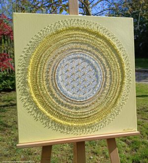 ... SLUNEČNÍ MANDALA ... - original, plátno 50x50cm, akryl s křišťály