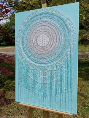 ... ÉTERICKÝ LAPAČ SNŮ ... - original, plátno 90x60cm, akryl s křišťály