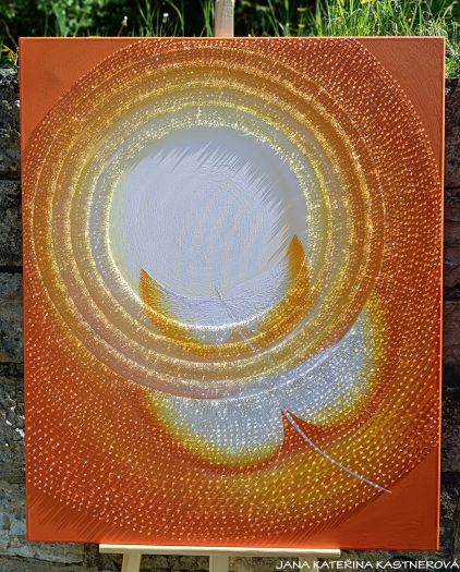 OBRAZ NA PŘÁNÍ pro paní Romanu z Němčic u Holešova ... SPLYNUTÍ DUŠÍ XXXII. ... - original, plátno 110x90cm, akryl s diamantovými křišťály