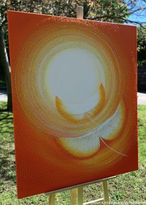 OBRAZ NA PŘÁNÍ pro paní Romanu z Němčic u Holešova ... SPLYNUTÍ DUŠÍ XXXII. ... - original, plátno 110x90cm, akryl s diamantovými křišťály