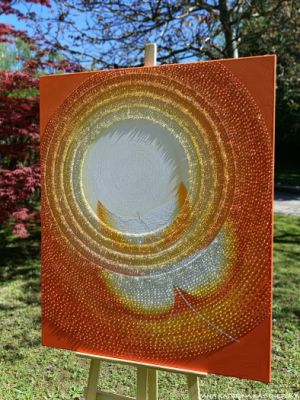 OBRAZ NA PŘÁNÍ pro paní Romanu z Němčic u Holešova ... SPLYNUTÍ DUŠÍ XXXII. ... - original, plátno 110x90cm, akryl s diamantovými křišťály