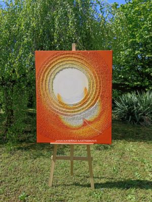 OBRAZ NA PŘÁNÍ pro paní Romanu z Němčic u Holešova ... SPLYNUTÍ DUŠÍ XXXII. ... - original, plátno 110x90cm, akryl s diamantovými křišťály