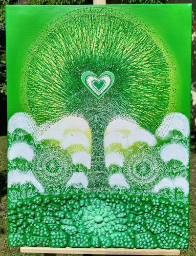 ... DÍKUVZDÁNÍ PŘÍRODĚ - KOUZELNÝ KŘIŠŤÁLOVÝ STROM II. ... - original, plátno 80x60cm, akryl s diamantovými křišťály