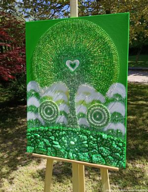 ... DÍKUVZDÁNÍ PŘÍRODĚ - KOUZELNÝ KŘIŠŤÁLOVÝ STROM II. ... - original, plátno 80x60cm, akryl s diamantovými křišťály