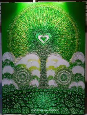 ... DÍKUVZDÁNÍ PŘÍRODĚ - KOUZELNÝ KŘIŠŤÁLOVÝ STROM II. ... - original, plátno 80x60cm, akryl s diamantovými křišťály
