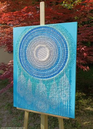 … LAPAČ SNŮ – ŠTĚSTÍ A POŽEHNÁNÍ … - original, plátno 80x60cm, akryl s diamantovými křišťály