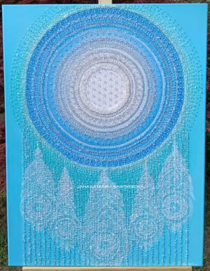 … LAPAČ SNŮ – ŠTĚSTÍ A POŽEHNÁNÍ … - original, plátno 80x60cm, akryl s diamantovými křišťály