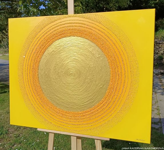 ... SLUNCE IV. ... - original, plátno 100x80cm, akryl s diamantovými křišťály