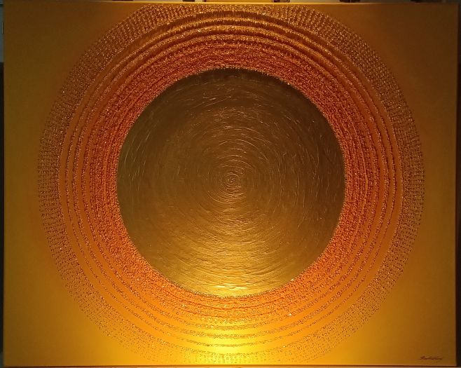 ... SLUNCE IV. ... - original, plátno 100x80cm, akryl s diamantovými křišťály